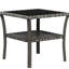 Table basse carrée pour patio, verre trempé, tablette de rangement, PE, gris, table d'extérieur en aluminium avec rangement gris, cadre