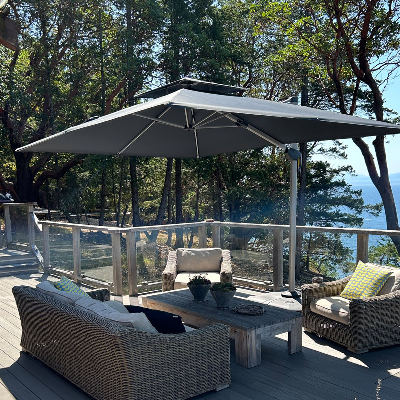 3.6m Square Cantilever Parasol, Grey