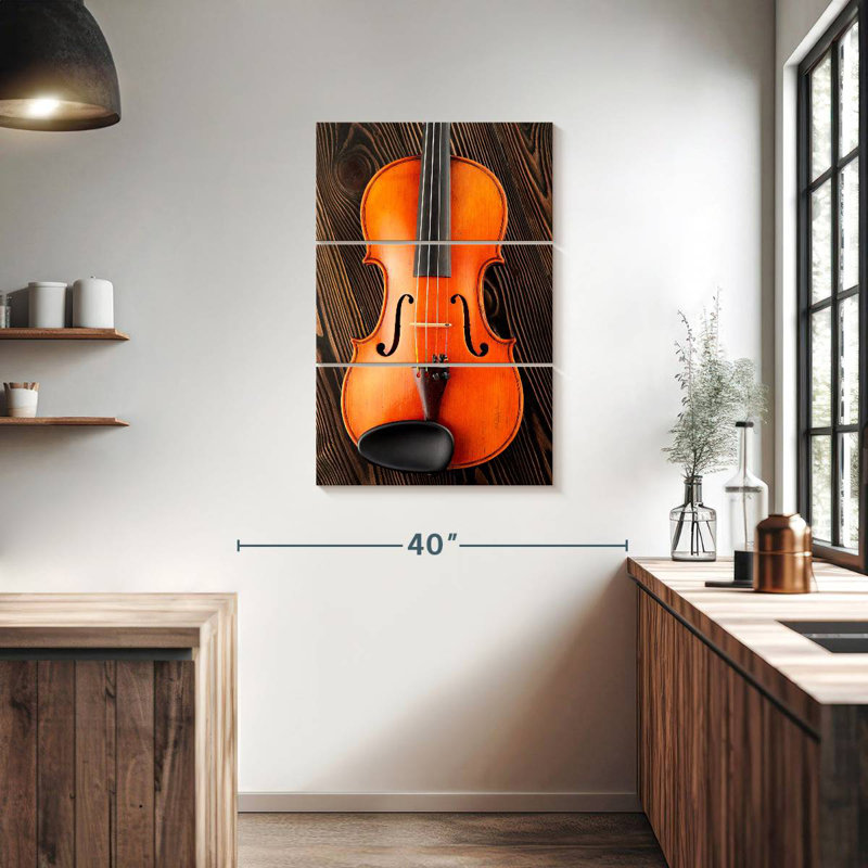 Abarca, violon sur table en bois, H 38 po x l 24 po