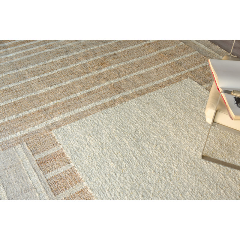 Pompano flatweave Wool/Jute Ivory/Beige Area Rug, 8'X10'