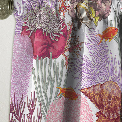 Coral Reef and Fishes Pattern - Nature Nautical & Coastal Blackout Curtain Single Panel