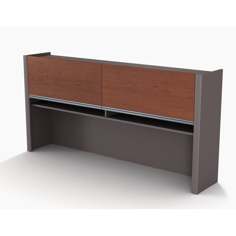 Aurea L-Shaped With Hutch Workstation Kit Including Oversized Pedestal