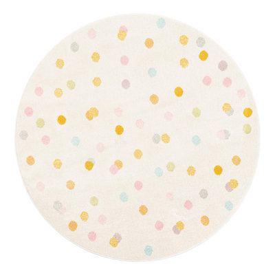 Polka Dots Machine Woven Polypropylene Plastic Rug