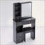 Petite coiffeuse avec tiroir de gauche et tabouret rembourré, très grand miroir coulissant, multi-couches, commode de rangement haute capacité, convient aux petits espaces, certificat EPA, GCC, UL-462444586