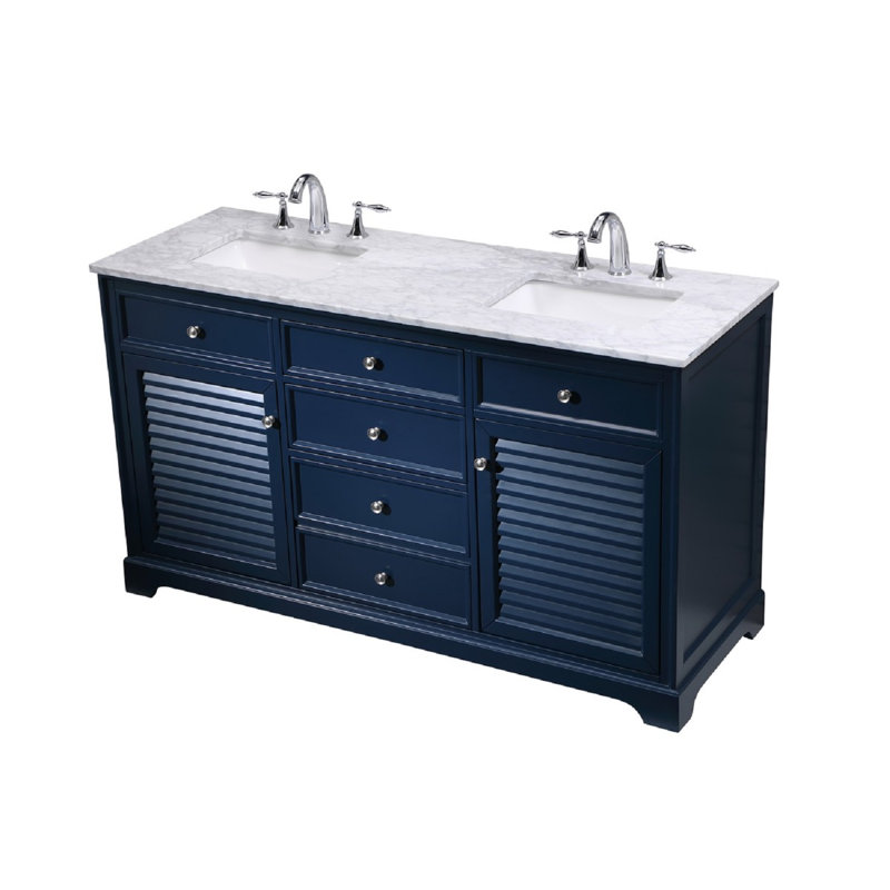 Ensemble de meuble-lavabo double 60 po Closter, Bleu