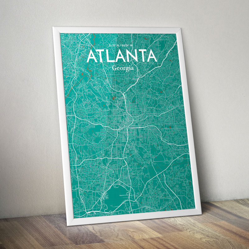 Atlanta City Map - No Frame Print, 43cm H x 28cm W x 0.13cm D