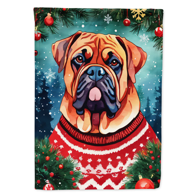 Drapeau de Noël Dogue de Bordeaux, H 40 po x l 28 po