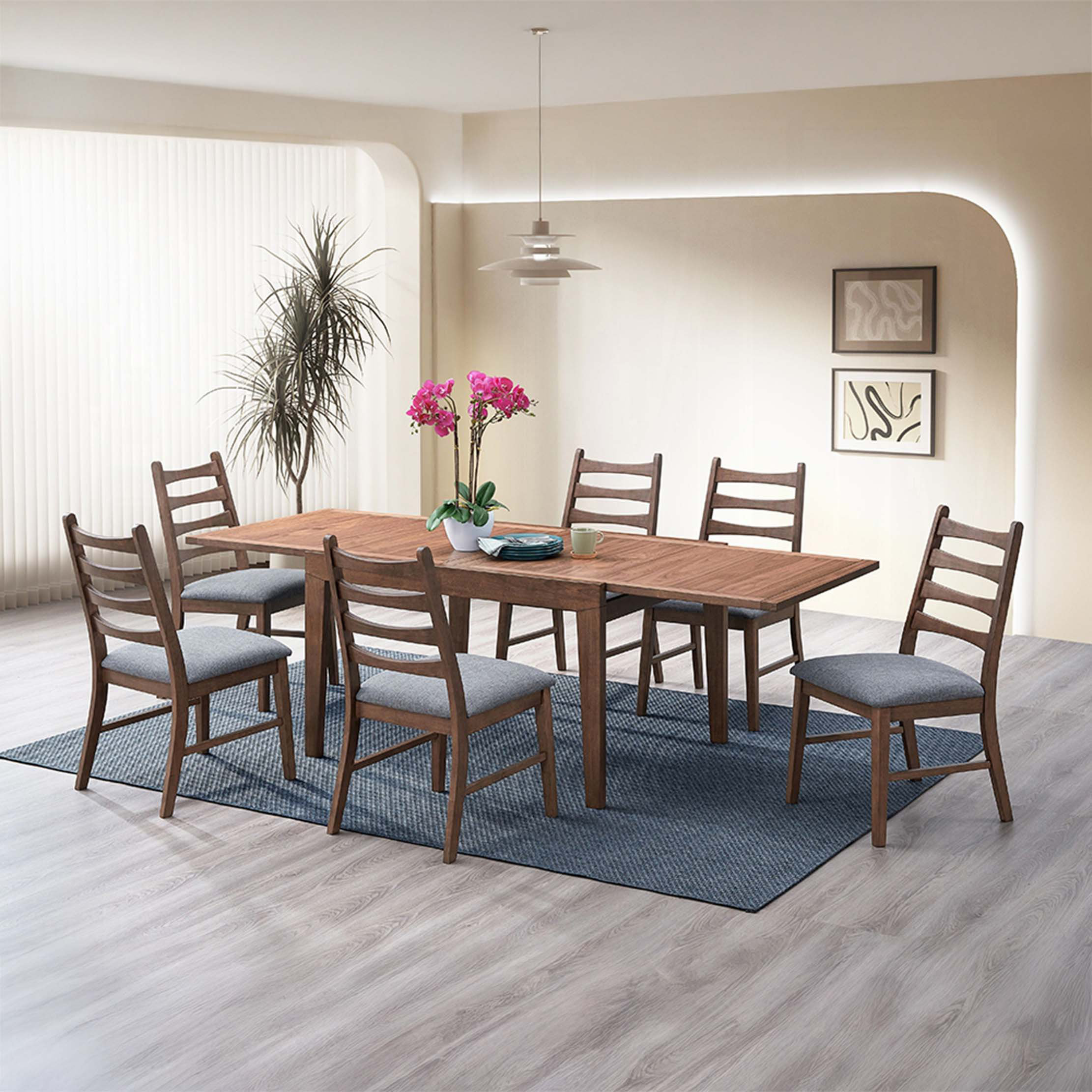 Red Barrel Studio® 7Pc Dining Set Extendable Dining Table And 6X Chairs ...