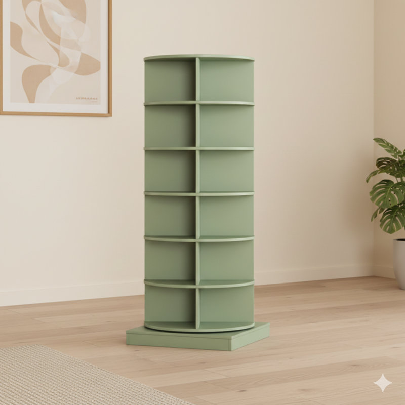 Carrousel de rangement de chaussures pivotant à 360 degrés en vert avec six niveaux, Vert