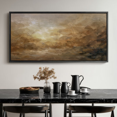 Abstract Earth Tone Landscape with Radiant Light Framed Print Wall Art