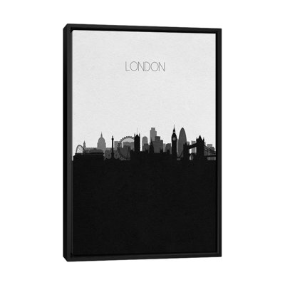 London, Uk City Skyline 1 Piece Single Picture Frame and Floater Frame Wall Art on Canvas