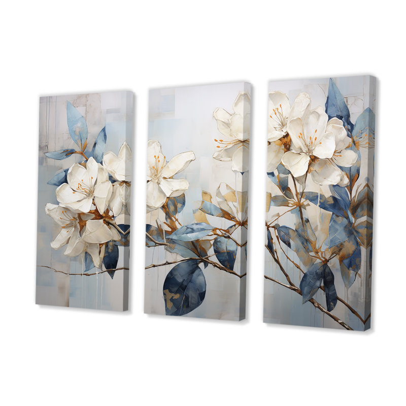 Rhododendron gracieux minimalisme - ensemble d'art sur toile Rhododendron, H 32 po x l 48 po x P 1 po