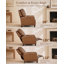 Ensemble de 2 fauteuils inclinables ZETTEN en cuir véritable, pieds en bois massif, dossier haut ergonomique, finition rivetée, facile à nettoyer et à monter, coussin épais, idéal pour le salon ou le bureau, brun foncé.-795892226
