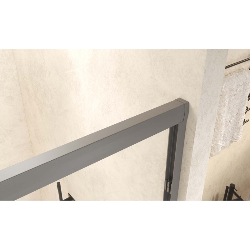 Tempered Glass With Explosion Proof Film,Aluminum Frame Double Sliding Shower Door,Stainless Steel Handle, Gun Ash 