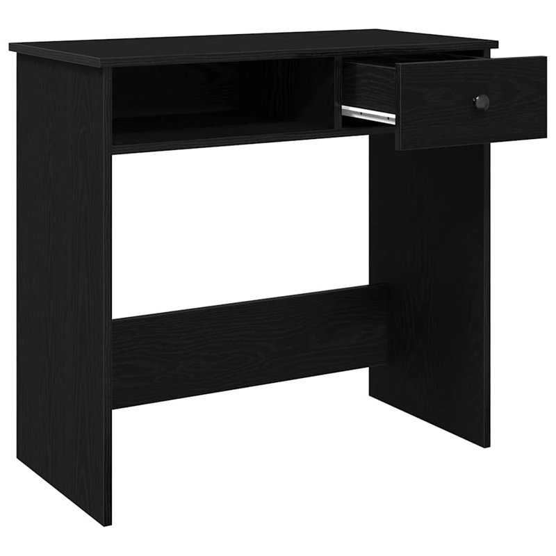 Bureau d'ordinateur rectangulaire en bois d'ingénierie, Noir