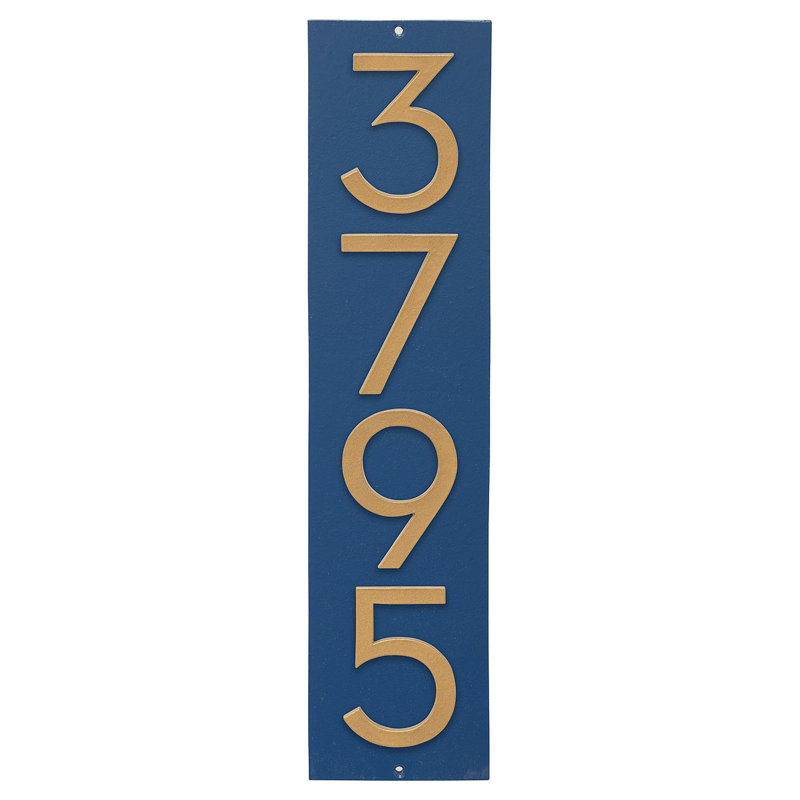 Plaque murale rectangulaire verticale flottante 6 po, Bleu de mer / Or, Oui