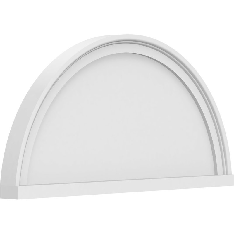 26"W x 13"H x 2"P Half Round Smooth Architectural Grade PVC Pediment, 13" H  x 26" W  x 2" D
