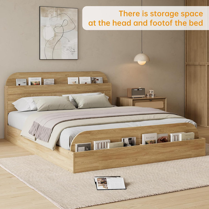 Solid Wood Platform Bed Frame, Full Size/Natural