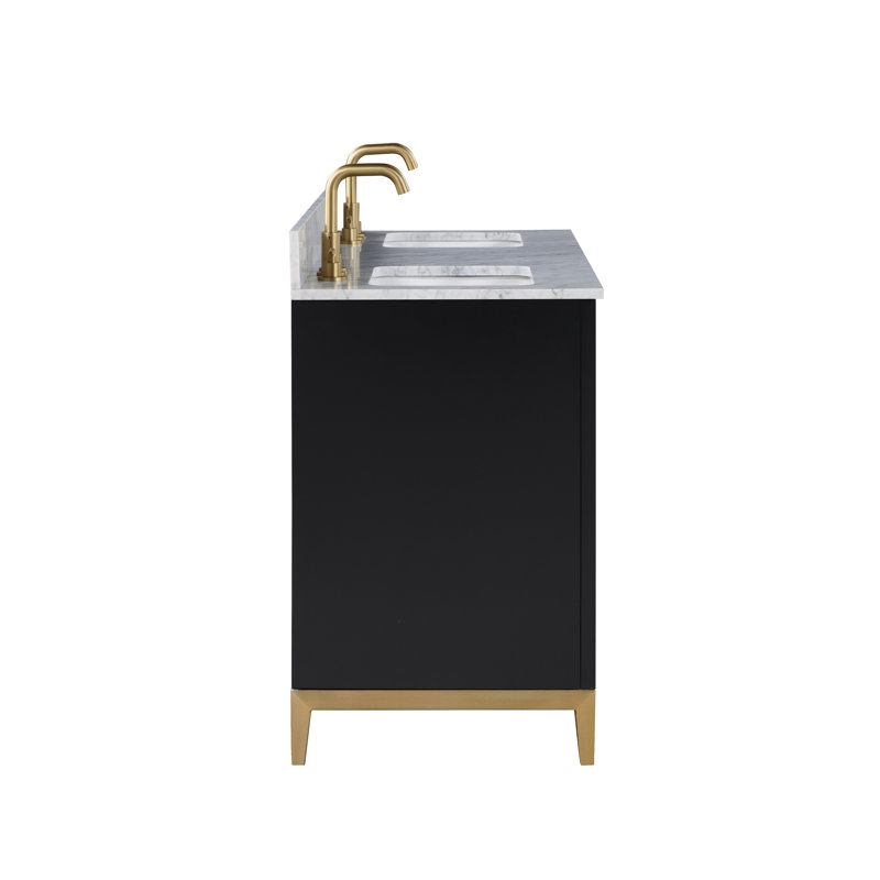 Gracie 60'' W Double Vanity, Midnight Black, Carrara Marble