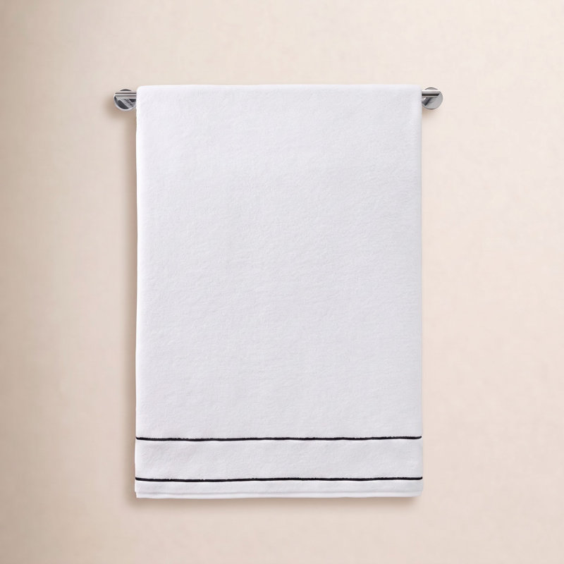 Lombard Cotton Plush Washcloth, White/Black