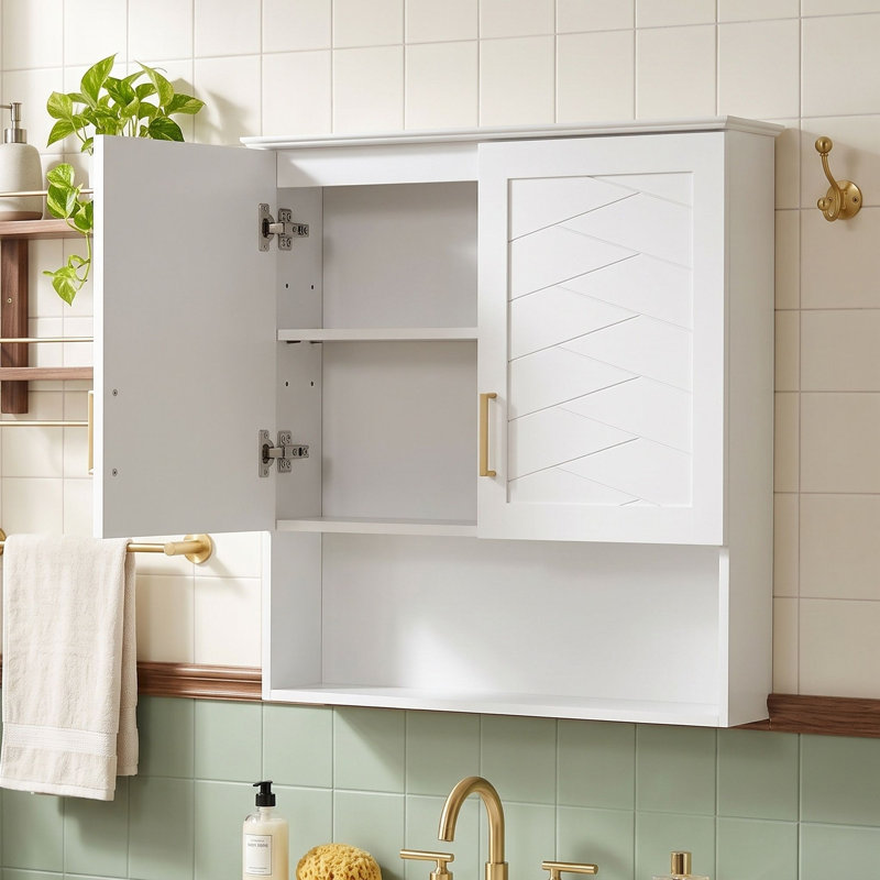 Armoire à pharmacie murale moderne de 30 po avec tablette intérieure réglable, tablettes ouvertes et charnières à fermeture en douceur