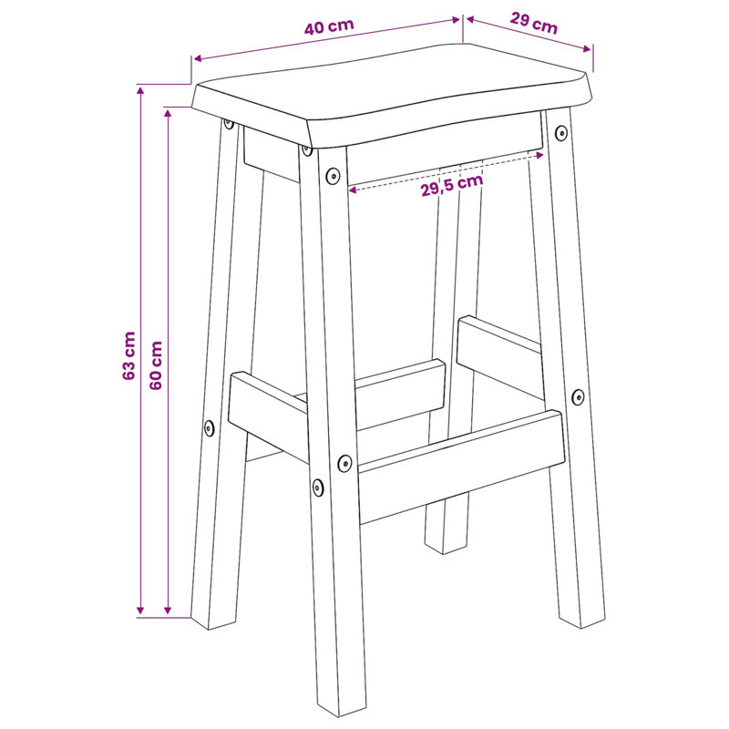 Solid Wood Counter Stool, Black/Natural