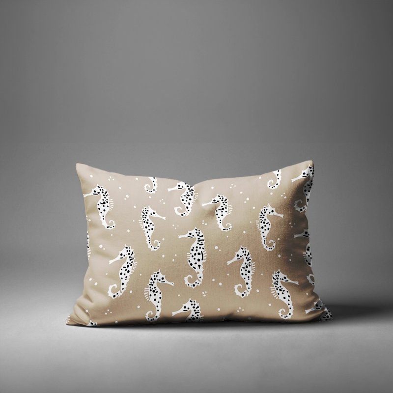 Barnon Reversible Throw Pillow, Beige, 14"H x 20"W