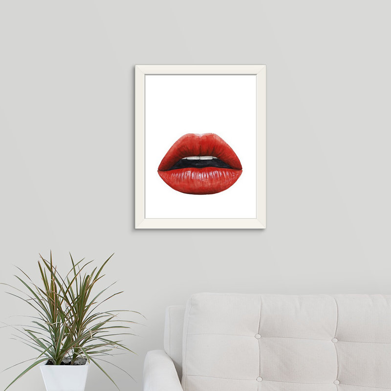 « baiser i », reproduction d’impression encadrée, H 23 po x l 19 po x P 1 po, Cadre blanc