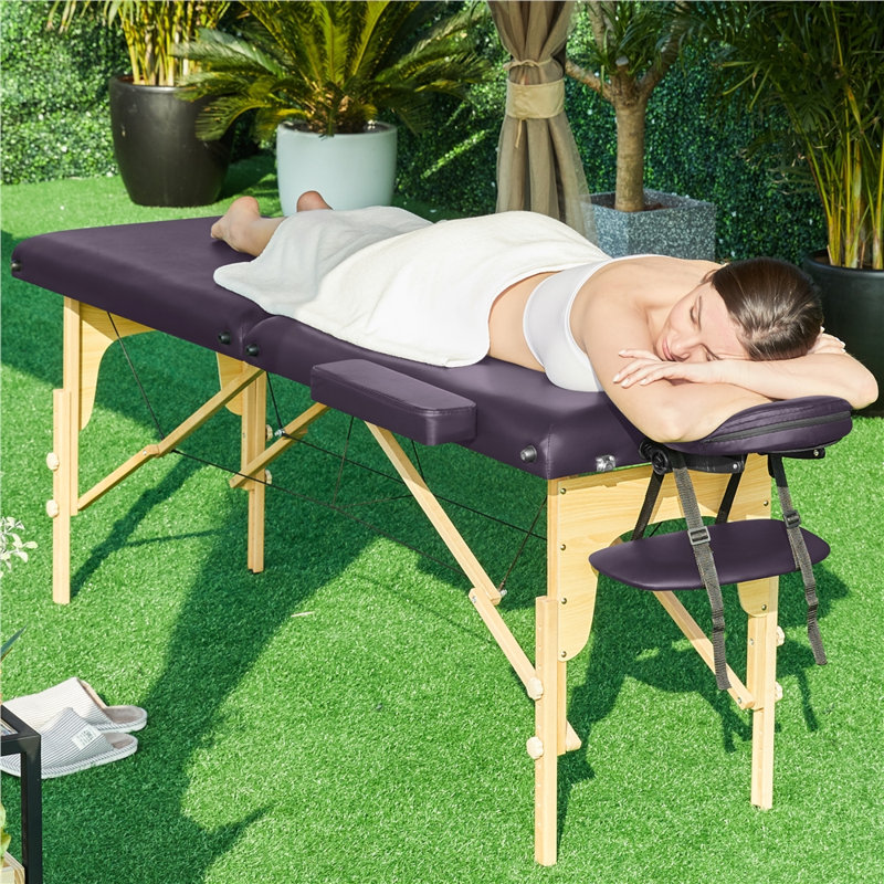 Adjustable Massage Bed Portable Spa Table with Headrest, Lavender,  84" L x 32.3" W