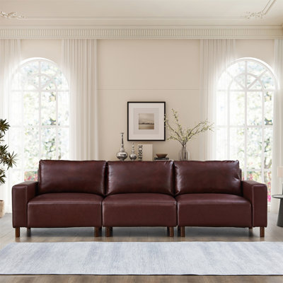 112" Luxury PU Leather Sofa For Living Room