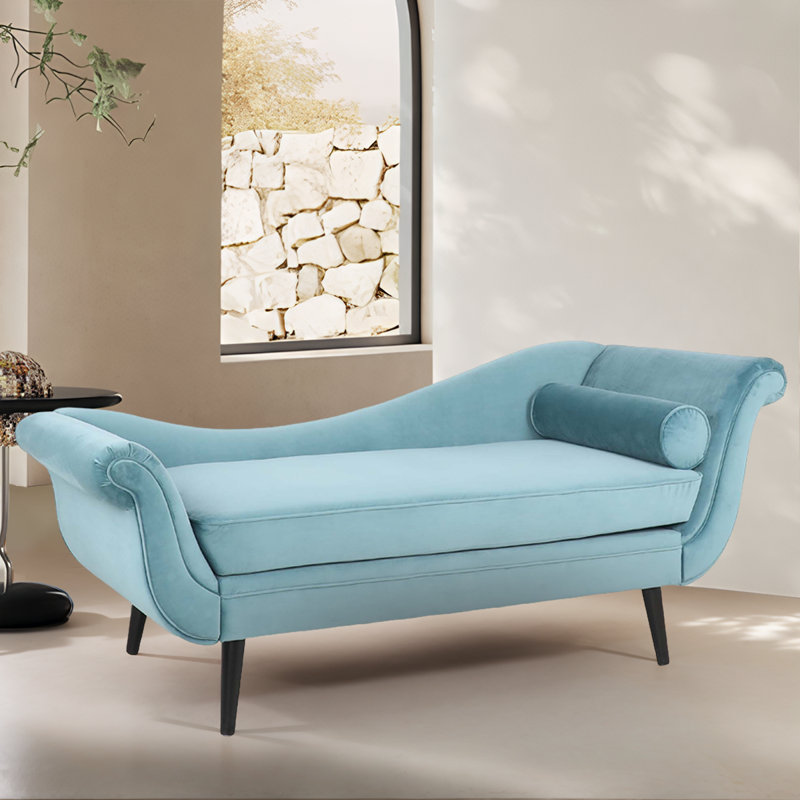 Chaise longue rembourrée Eleta, Velours vert
