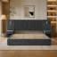 Cadre de lit king size capitonné en tissu chenille, design plissé, table de chevet intégrée et structure robuste - Sommier non requis, gris foncé