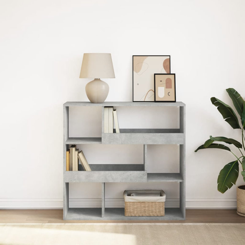 Schrey 94.5cm H Book Cabinet Bookcase, (3 Shelves) 94.5cm H x 100cm W x 33cm D, Concrete Grey