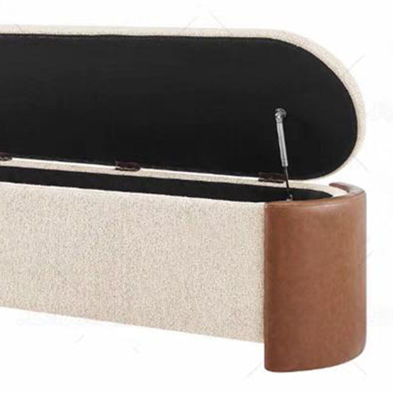 Banc de rangement crème en bois massif, H 17,72 po x l 39,37 po x P 17,72 po