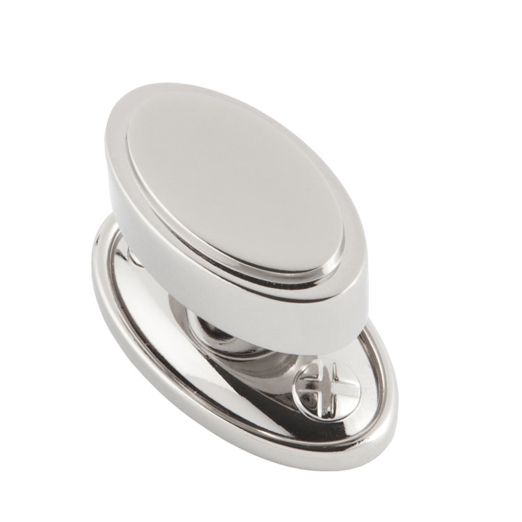 Ovaline 1 1/2" Length Satin Nickel Oval Knob, Satin Nickel, 1 1/2"