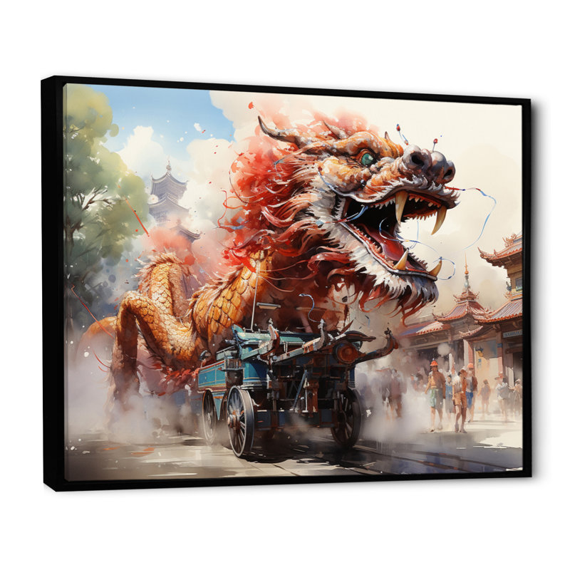 «China Art Imperial Dragon II» - reproduction d'art, Cadre flottant noir, H 24 po x l 32 po x P 1 po