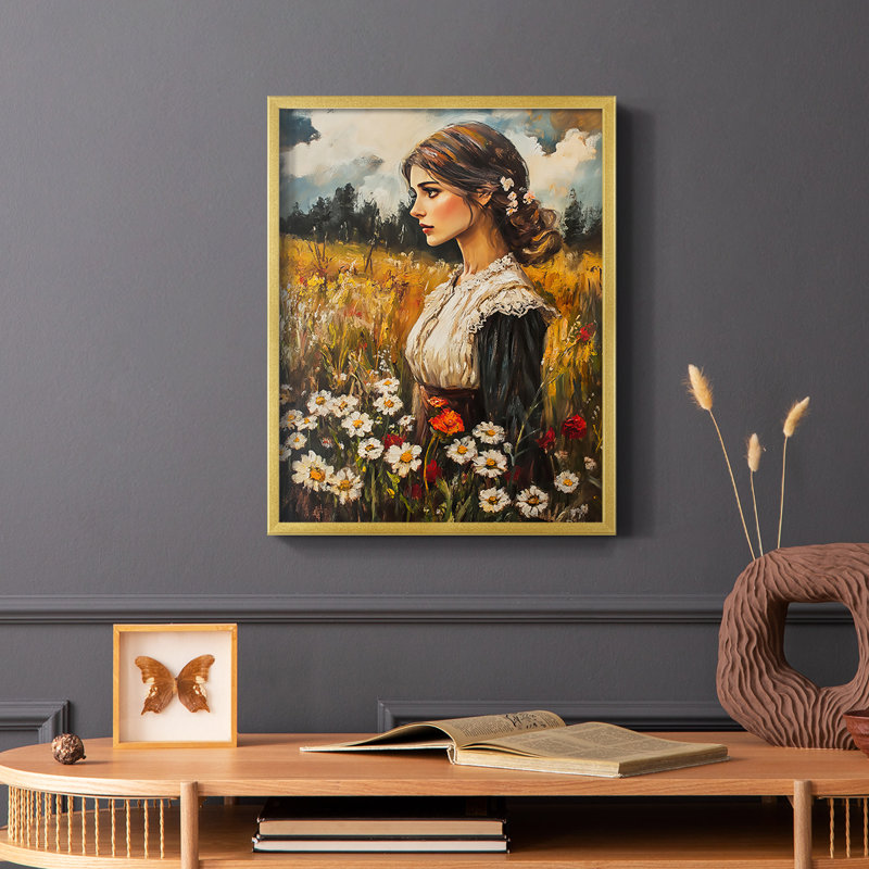 WOMEN Series CCLII - reproduction encadrée de qualité supérieure - prête à être accrochée - aucun clou requis, Doré