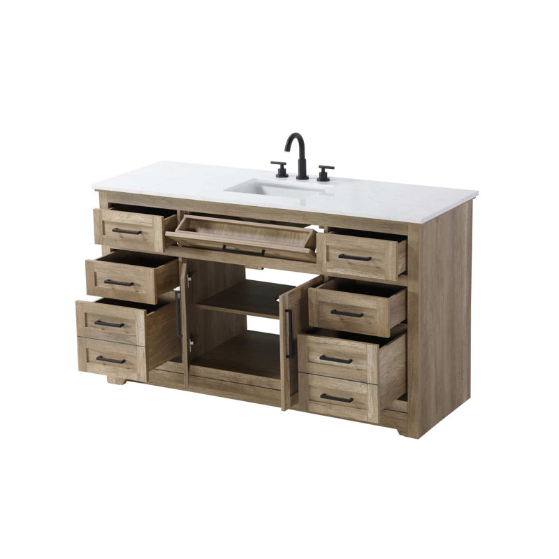 Meuble-lavabo simple 60 po en chêne naturel, 60", Chêne naturel