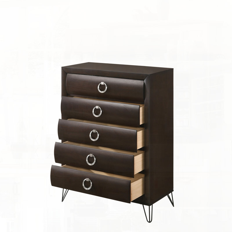Commode de rangement pour chambre à coucher avec fini merlot foncé