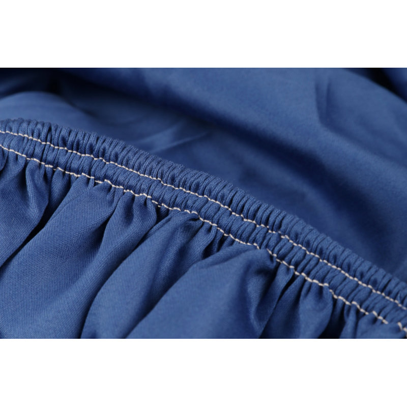 Ensemble de housse de courtepointe en satin, Bleu très foncé, Housse de couette simple + 1 taie d'oreiller