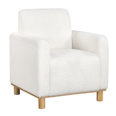 Mason White Boucle Fabric Arm Chair