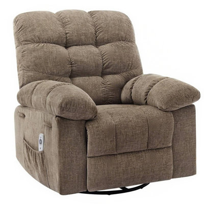 Rocking Recliner Chair with Massage & Heat, 360° Swivel Oversized Recliner with USB Port for Living Room by Ebern Designs