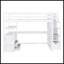 Lit mezzanine double avec bureau, tablettes, tiroirs et escalier de rangement pour une utilisation compacte et multifonctionnelle