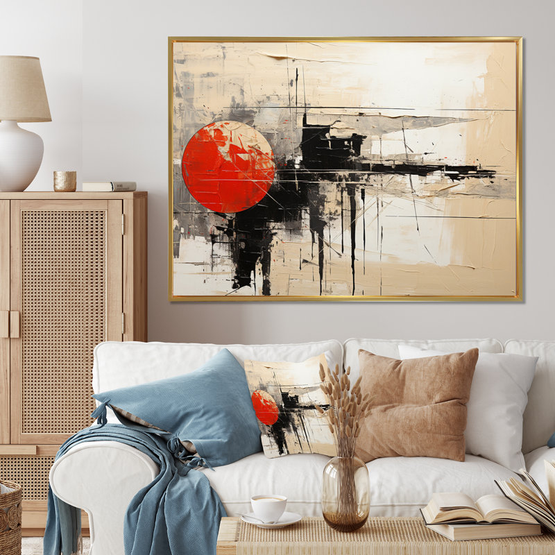 «Abstract Duality III» sur toile, H 12 po x l 20 po x P 1 po, Cadre flottant doré
