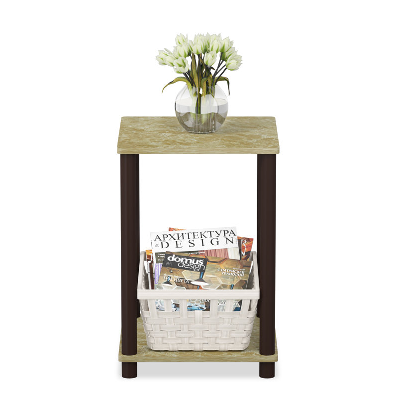 Table de bout avec rangement, Marbre brun, Brun