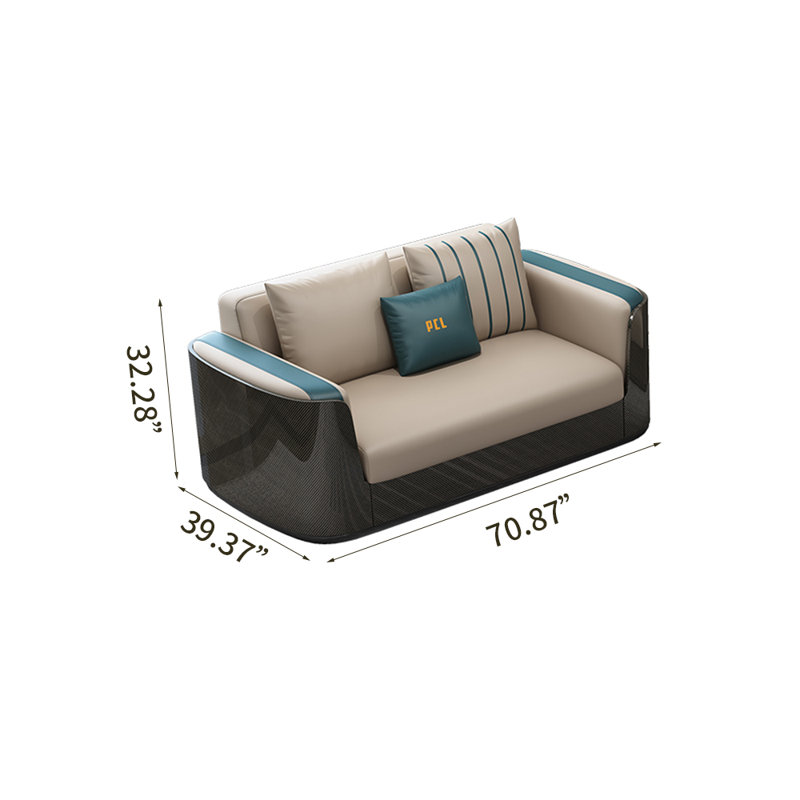 Causeuse en cuir véritable 70,87 po Quentavius