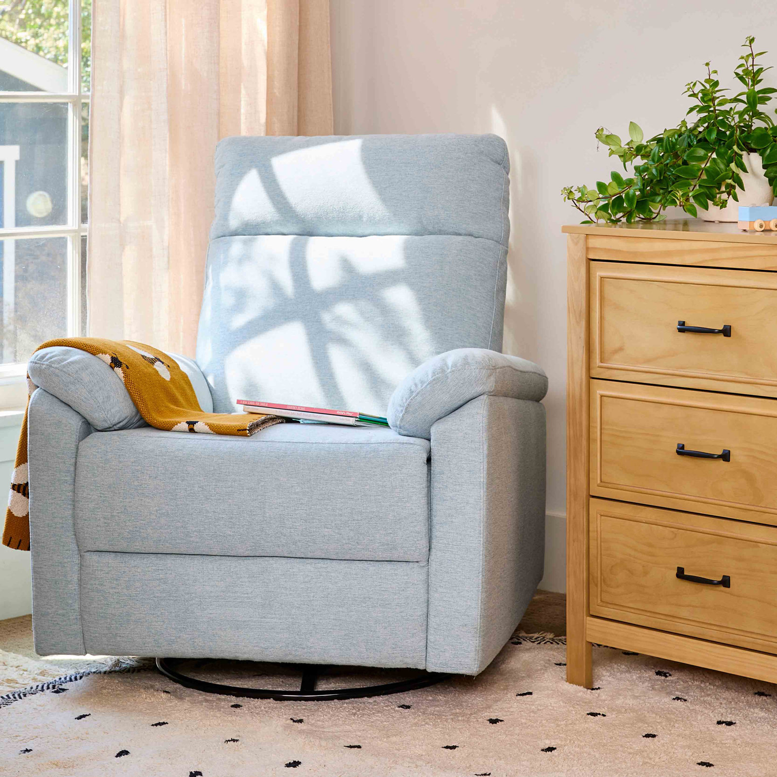 Suzy Electronic Recliner and Swivel Glider, Heathered Blue