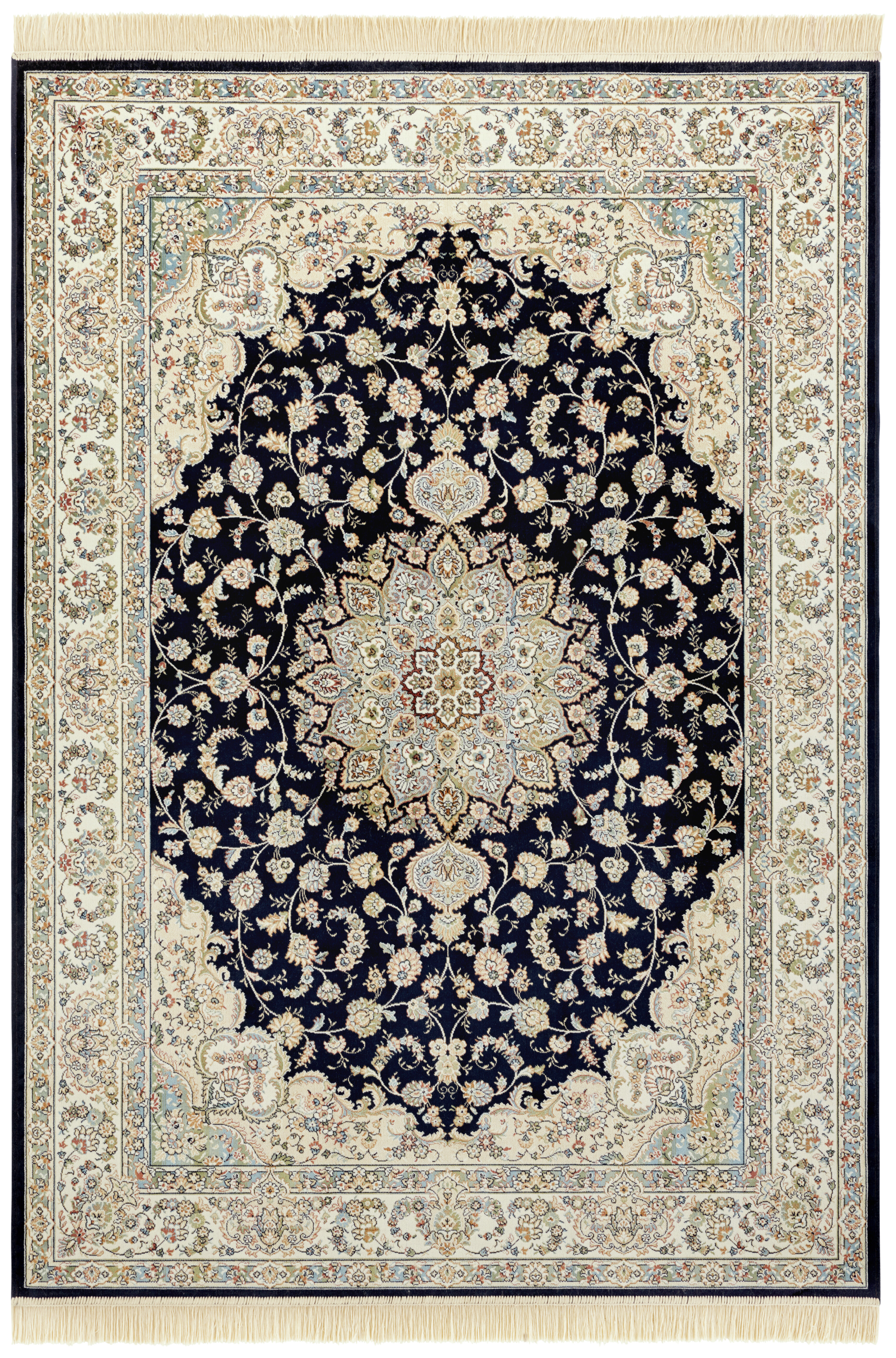 Nouristan Nain Orient Teppich - mit für Blau Wohnzimmer, Esszimmer Fransen - Kurzflor Bewertungen & Orientalischer Creme