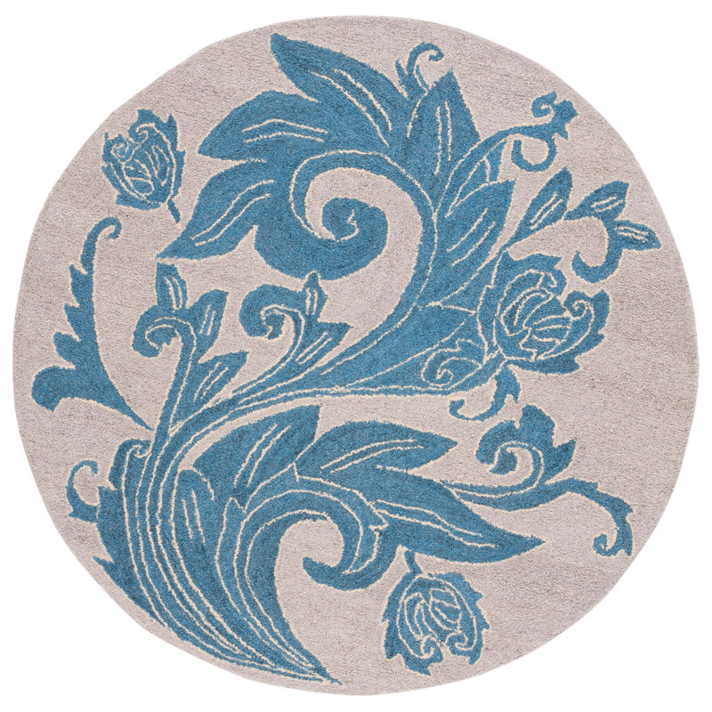 Tapis à motif floral touffeté à la main Brytnee, Rond 6 pi