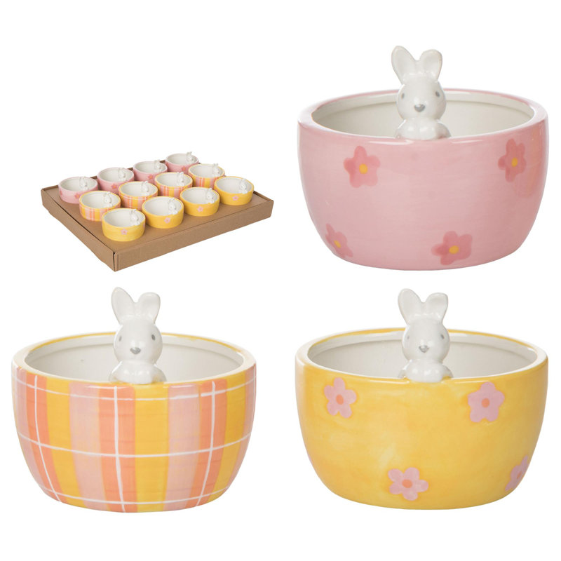  Bols de collation en céramique à motif de lapins de Pâques